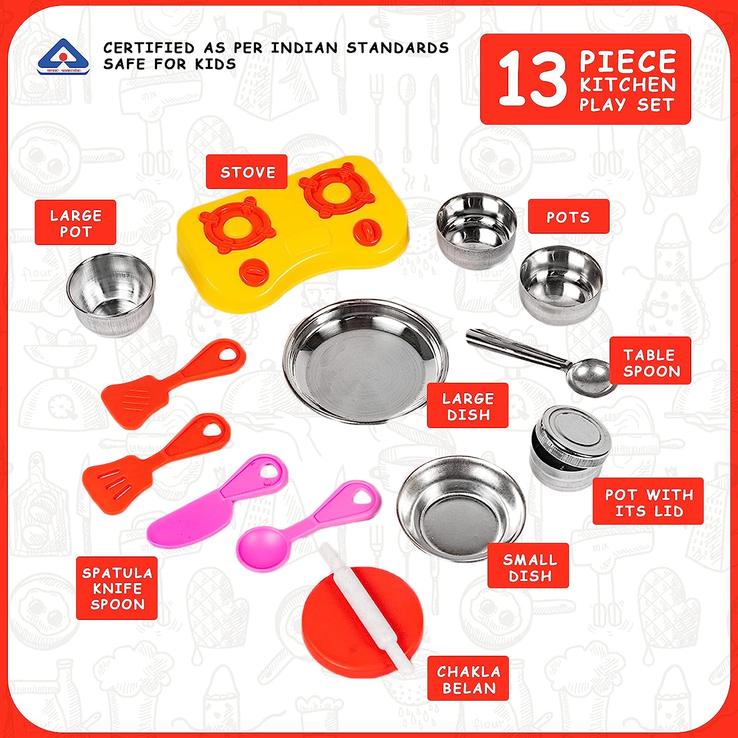 Kitchen Set for Kids.A Perfect Roleplay Pretend Play Kitchen Play Set for Kids (Sweet Heart Kitchen Set) - MRGTOYS
