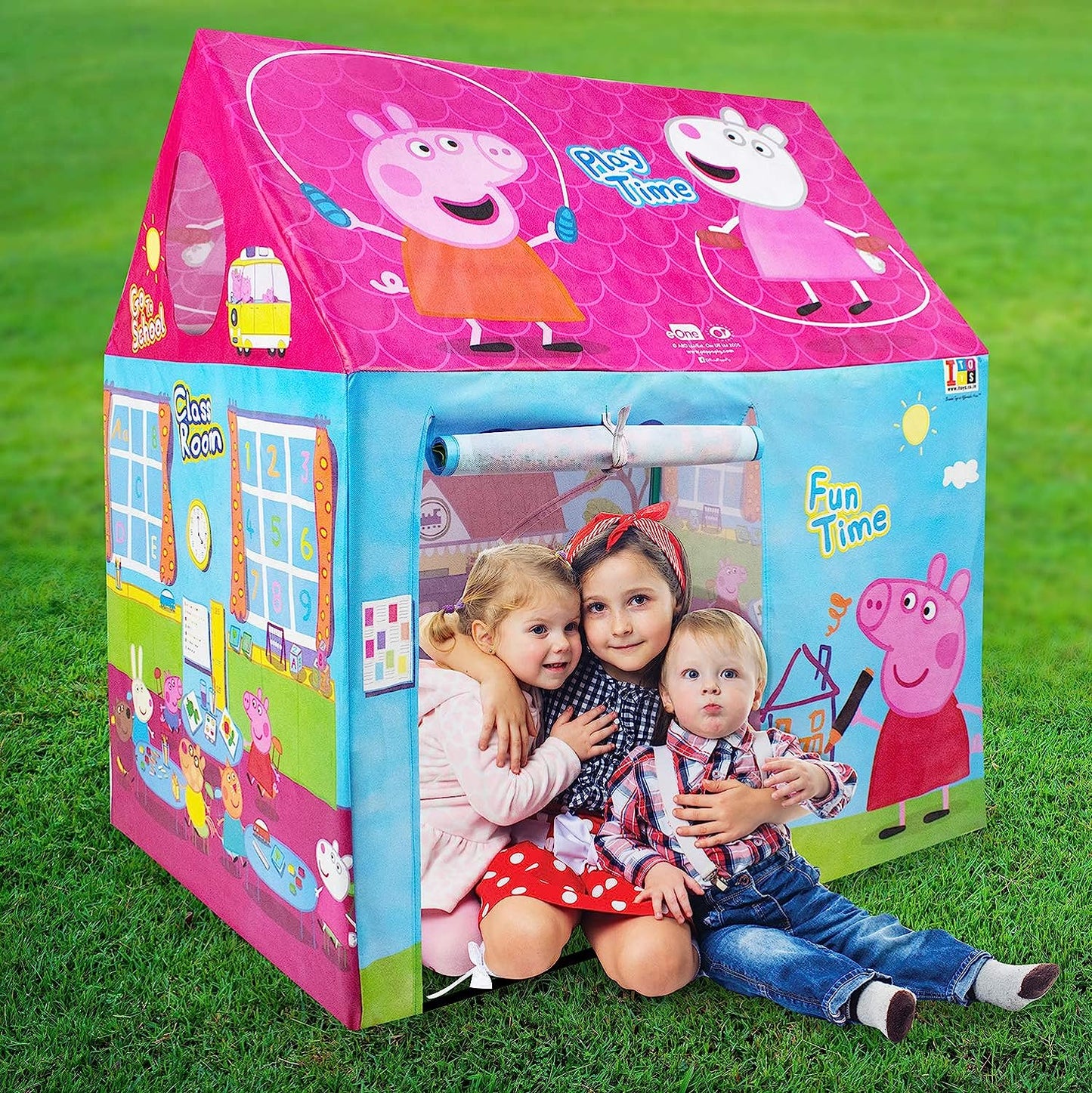 itoys Peppa Pig Theme Play Tent House for Kids 5 Years and Above Water Repellent Big Size Play House for Girls and Boys, Multicolor