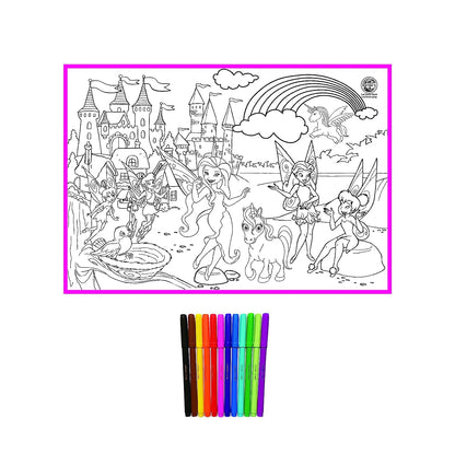 RATNA'S My Colouring MAT for Kids Reusable and Washable. Big MAT for Colouring. MAT Size(40 INCHES X 27 INCHES) (Fairies Theme)