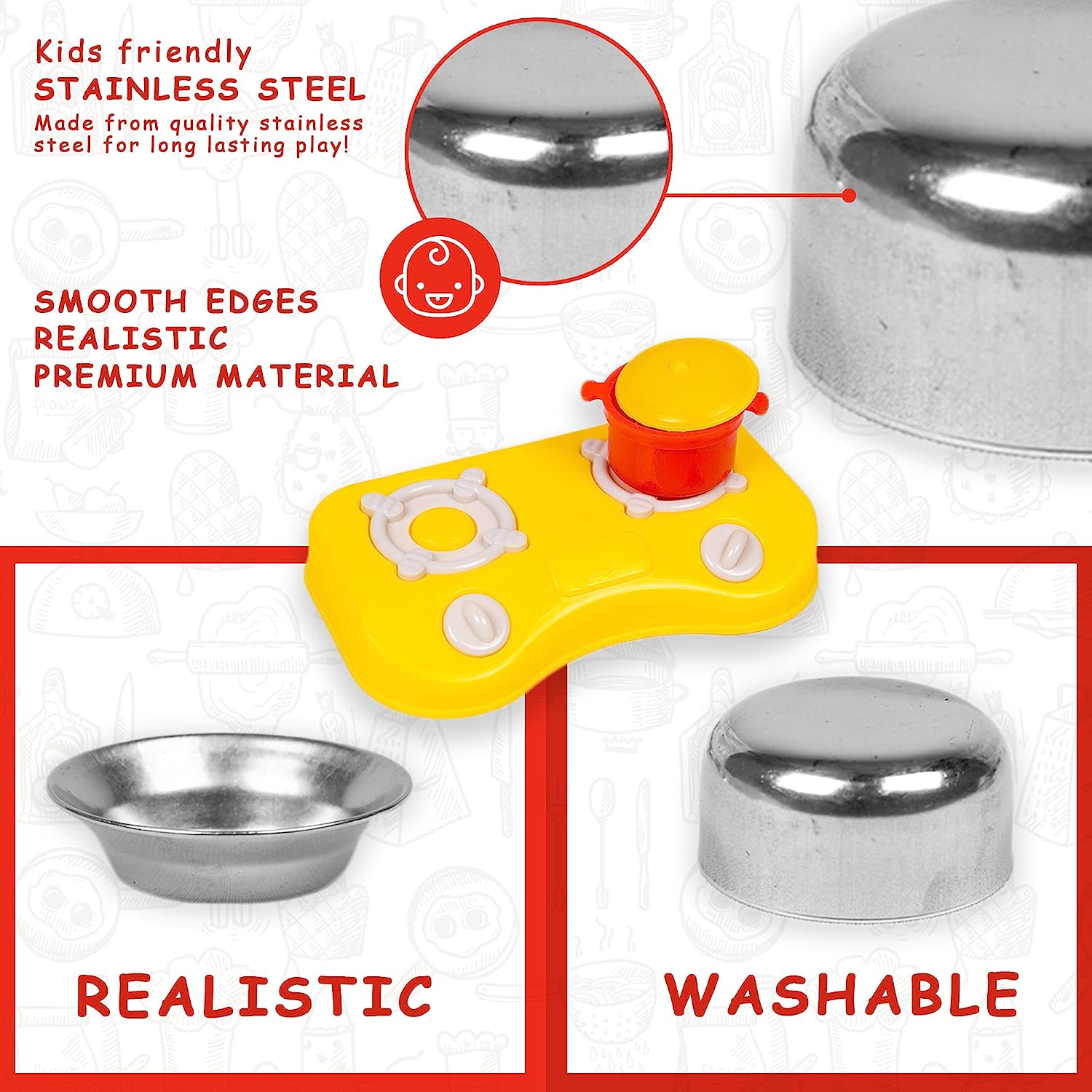 Kitchen Set for Kids.A Perfect Roleplay Pretend Play Kitchen Play Set for Kids (Vessels Kitchen Set) - MRGTOYS