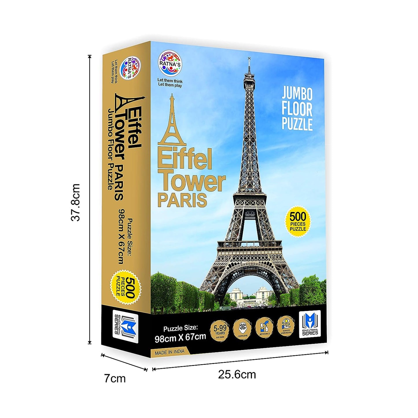 Ratna's Jumbo Floor Puzzle Eiffel Tower 500 Pieces Jumbo Jigsaw Puzzle Size (98 cm X 67 cm)