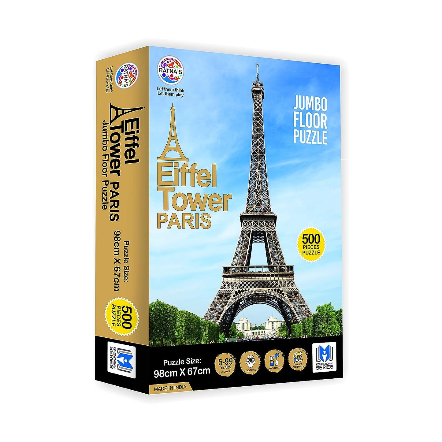 Ratna's Jumbo Floor Puzzle Eiffel Tower 500 Pieces Jumbo Jigsaw Puzzle Size (98 cm X 67 cm)
