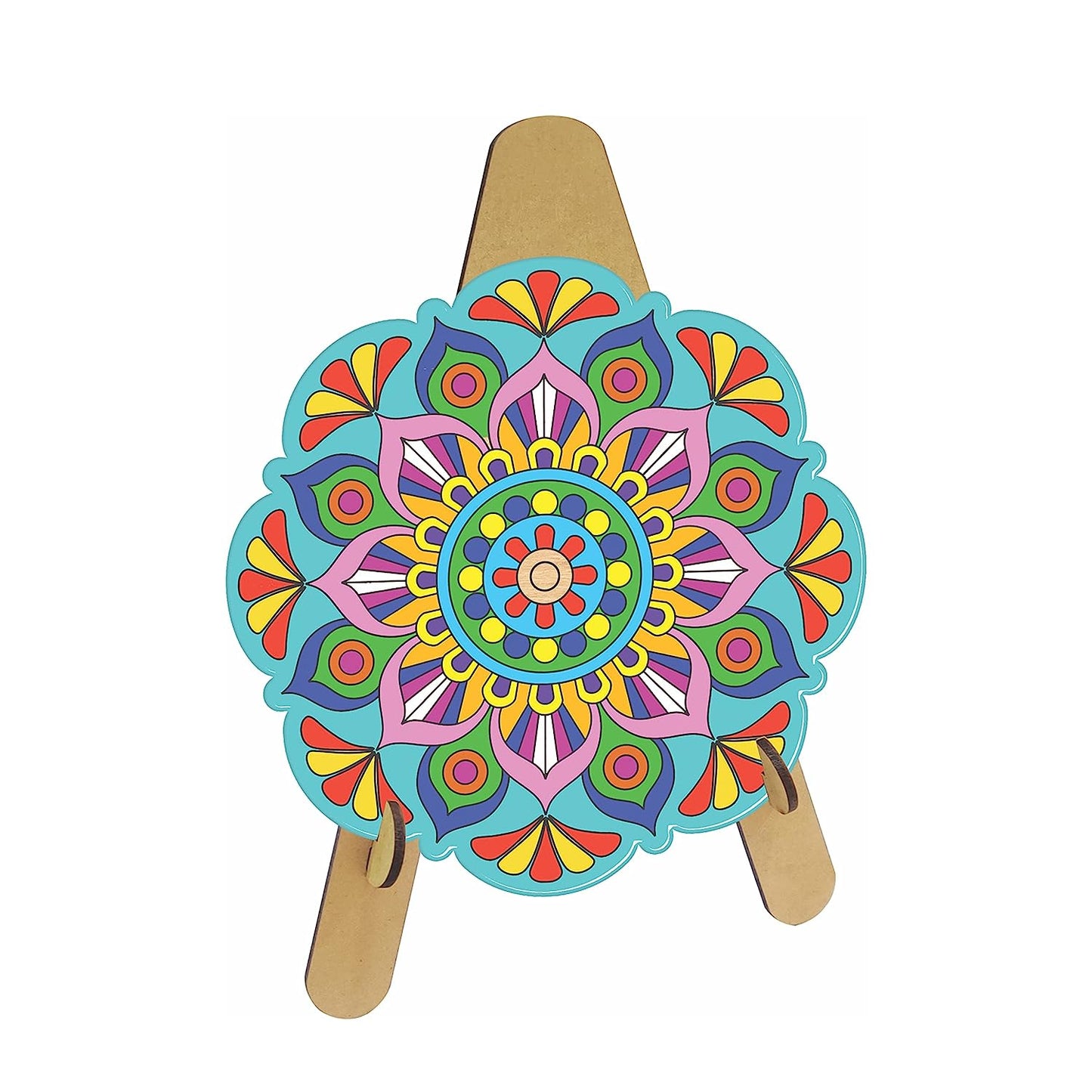 RATNA'S Wooden Mandala Art The Coloring Kit with 6 Design MDF Frame & Water Color for Kids