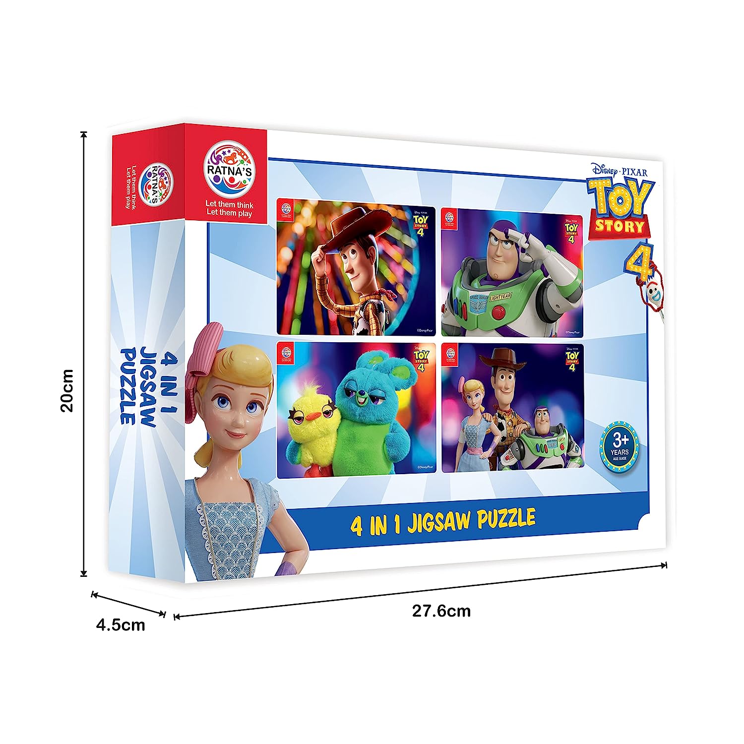 Ratna's 4 in 1 Disney Jigsaw Puzzle 140 Pieces for Kids. 4 Jigsaw Puzzles 35 Pieces Each (Toy Story 4) - MRGTOYS