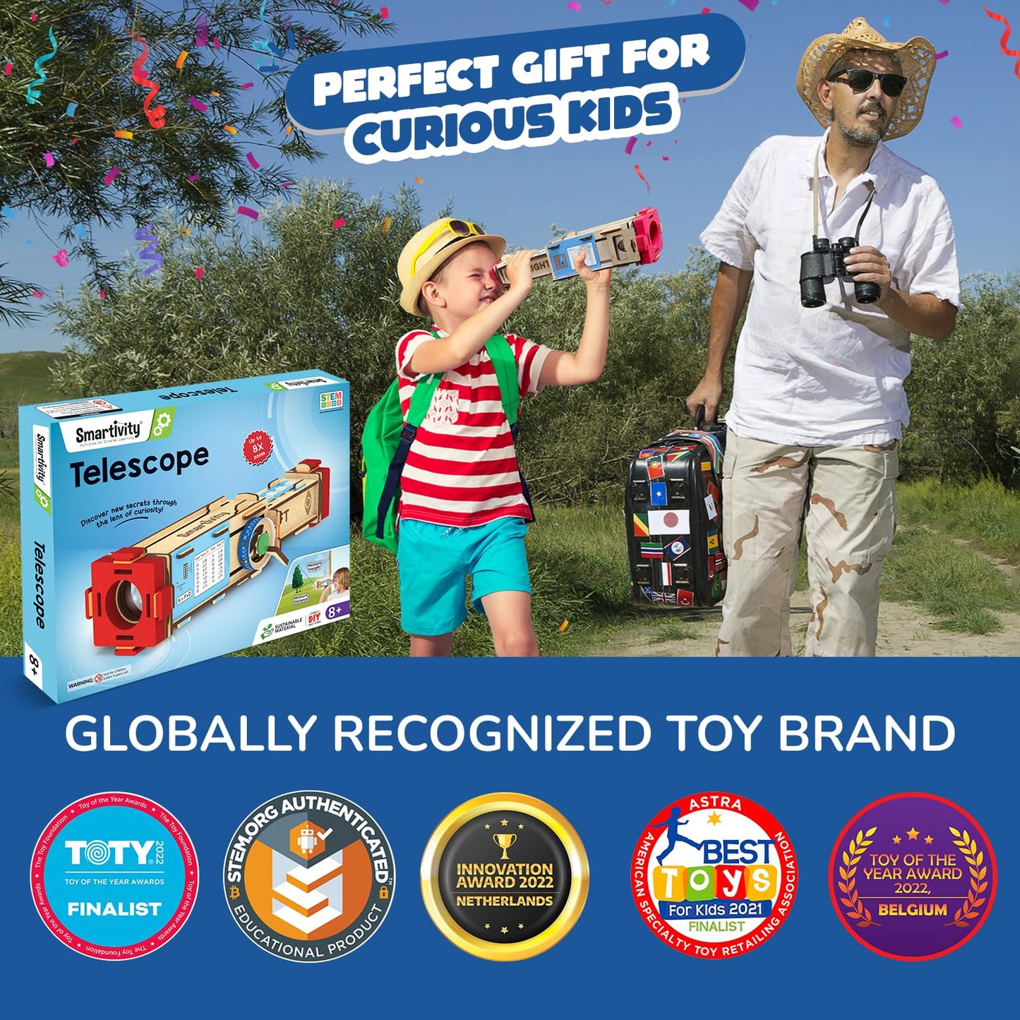 Smartivity Telescope Toy for Kids Age 8-14 Years Old | Measure Height & Distance | Best Birthday Gift for Boys & Girls| DIY Science Toys for Kids 8,9,10,11,12,13,14 Year| STEM Wooden Construction Game