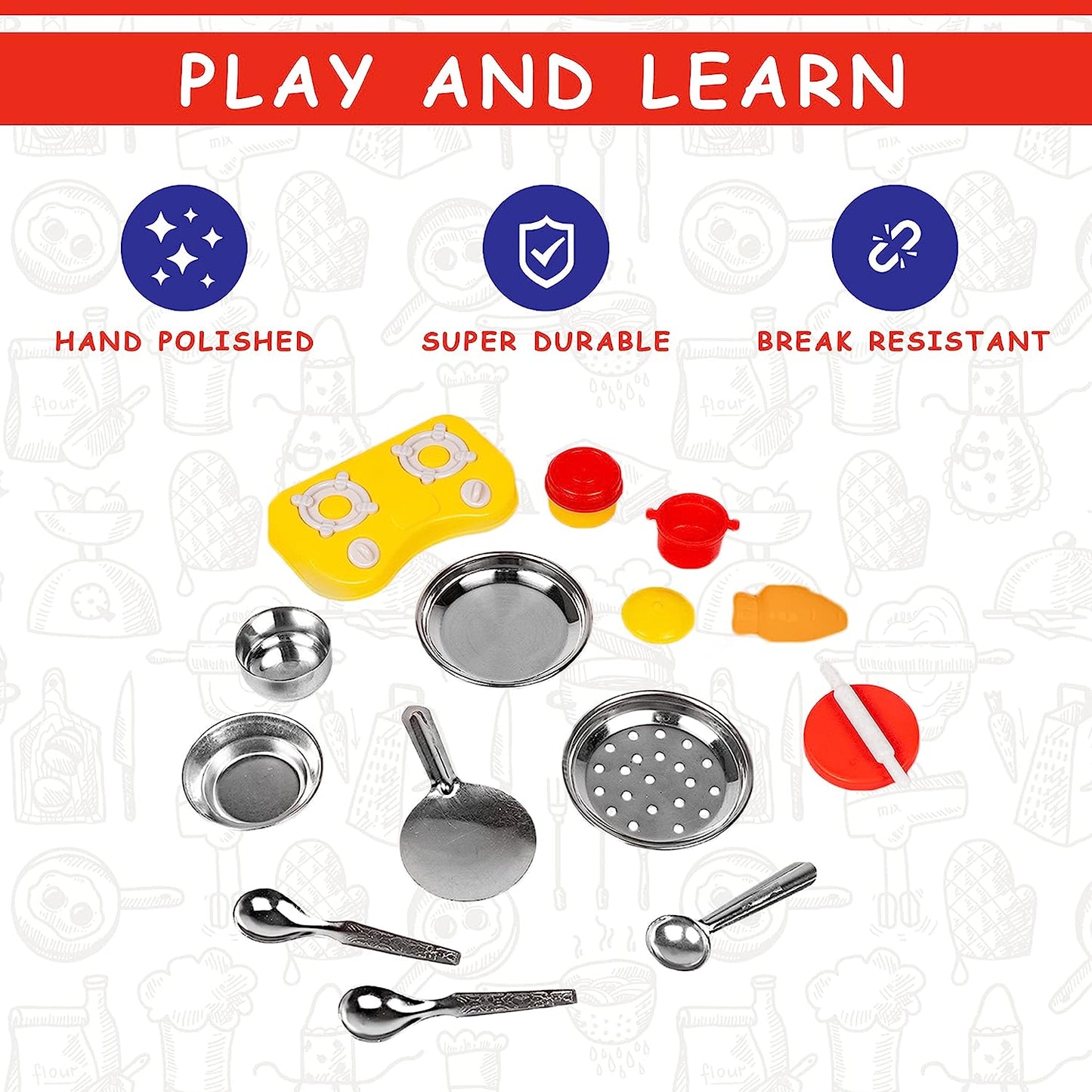 Kitchen Set for Kids.A Perfect Roleplay Pretend Play Kitchen Play Set for Kids (Vessels Kitchen Set) - MRGTOYS