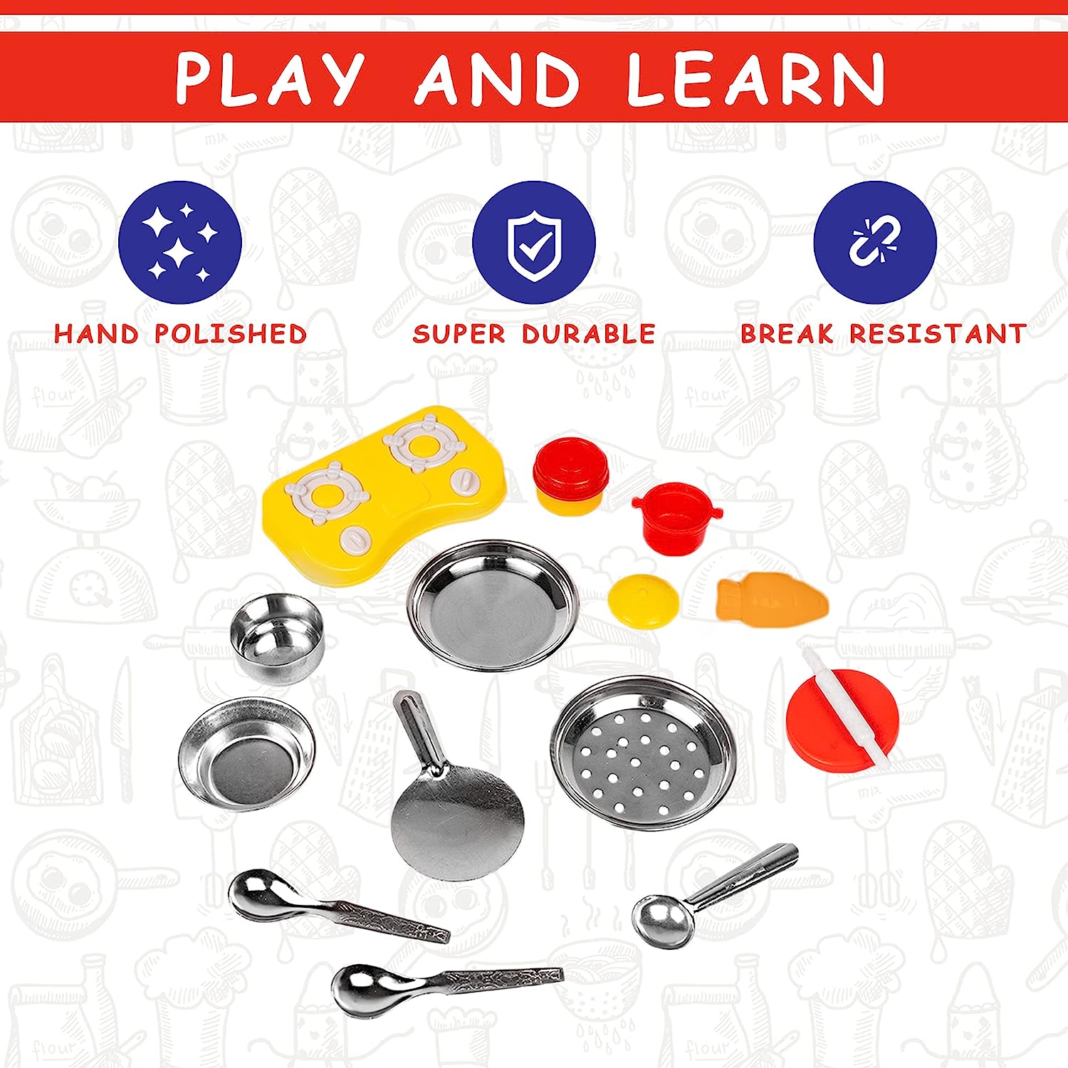 Kitchen Set for Kids.A Perfect Roleplay Pretend Play Kitchen Play Set for Kids (Vessels Kitchen Set) - MRGTOYS