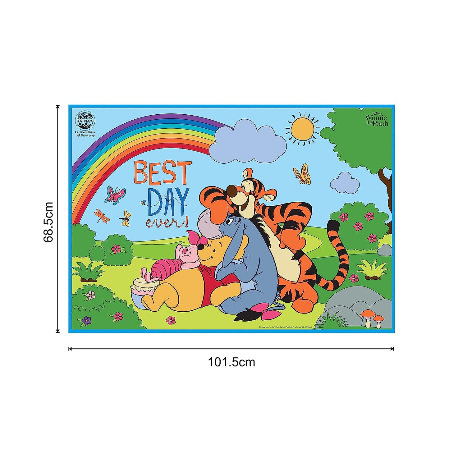 RATNA'S My Coloring Mat Winnie the Pooh | DIY Kit for Kids Big Size Mat 40 x 27 inches