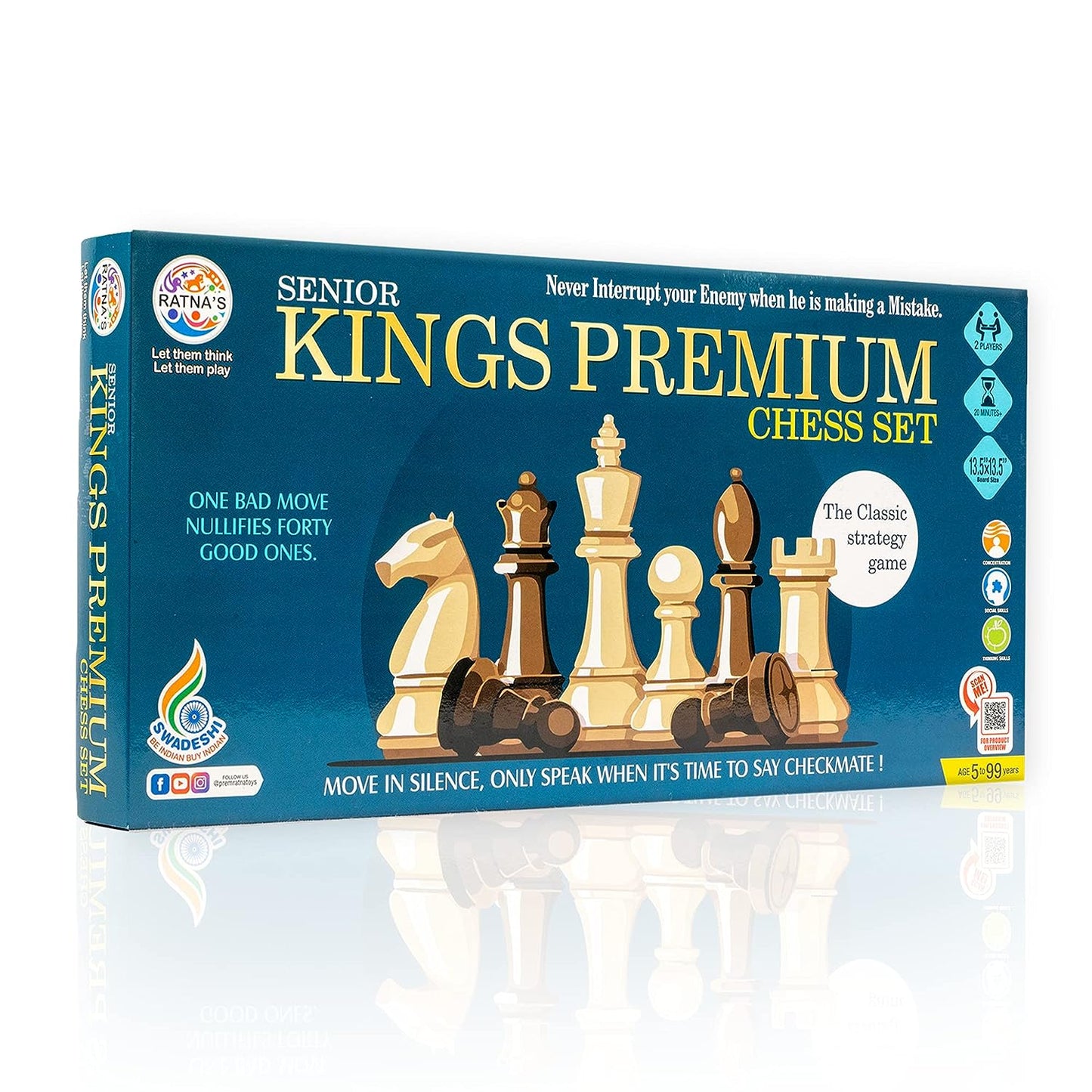 RATNA'S Strategy Game Kings Premium Chess Set for Kids with Logical and Strong Mind to Enhance Their Logical Thinking and Concentration (Big, Multicolour)