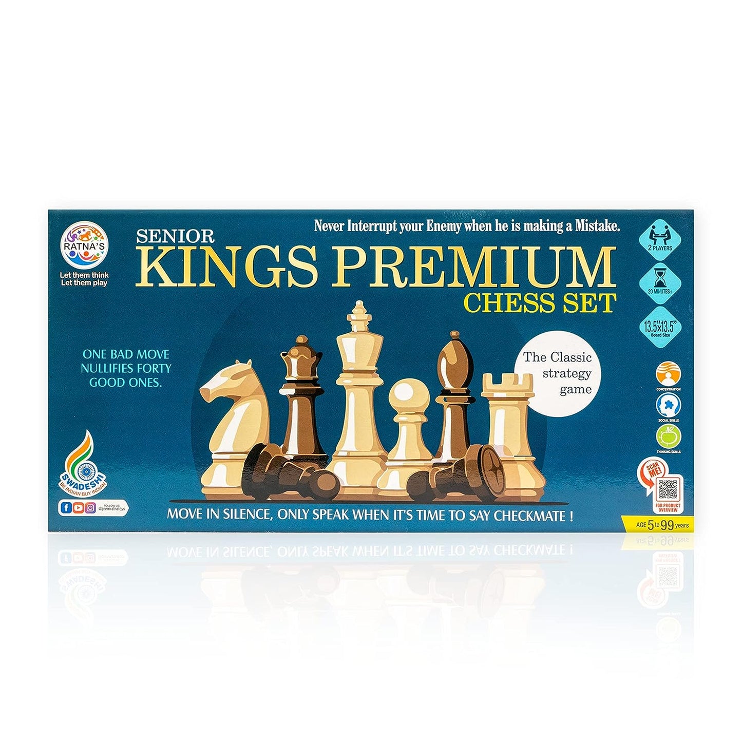 RATNA'S Strategy Game Kings Premium Chess Set for Kids with Logical and Strong Mind to Enhance Their Logical Thinking and Concentration (Big, Multicolour)