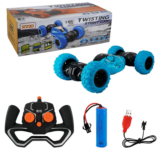 SEEDO Remote Control Rechargeable Twisting Stunt Car 1:16 Scale 360 Degree Double Sided Rotation 2.4 GHz All Terrain RC Vehicle Toy with Multi Line Technology for Kids 8+ Years COLOR MAY VARY
