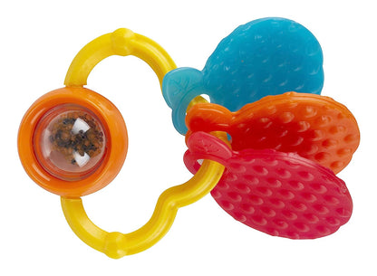 Giggles Funskool Giggles - Orange Teether, Teether for Babies to sooth their gums, Easy to Grasp and chew with rattle sounds, 3 months & above, Infant Toys