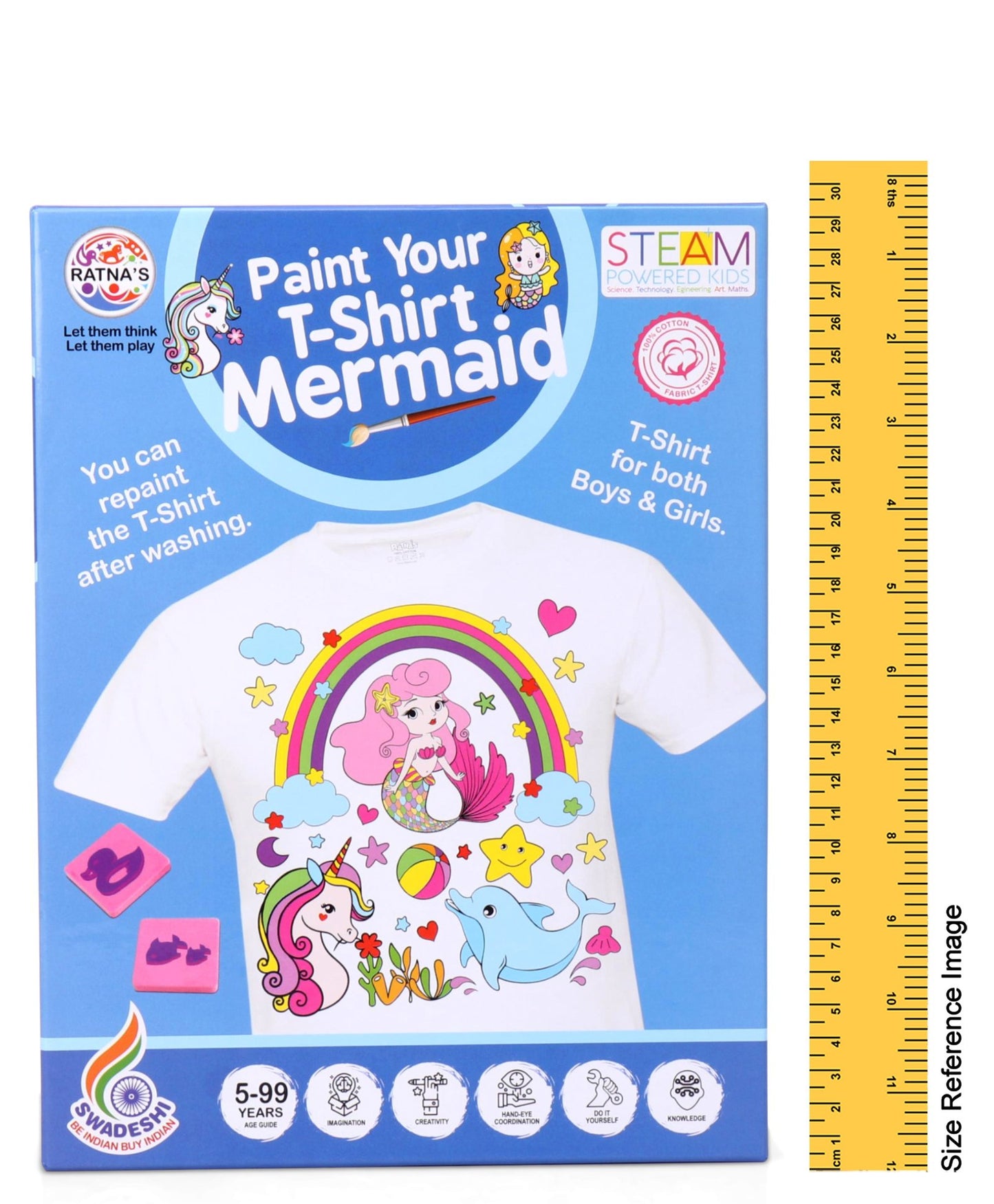 RATNA'S Paint Your T-Shirt A Perfect Art and Craft Kit for Kids (Mermaid)