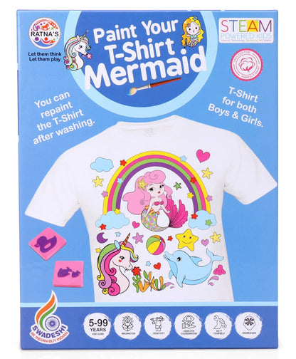 RATNA'S Paint Your T-Shirt A Perfect Art and Craft Kit for Kids (Mermaid)