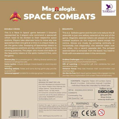 Space Combats - 2 in 1 Magnetic Logic Game for 7 Years to Adult (Double Cross & Brainvita)