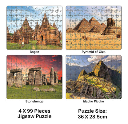 Ratna's 4 in 1 World Heritage Sites Jumbo Jigsaw Puzzle (4 x 99 Pieces) Size 36 x 28.5 cm for Each Puzzle Educational Toy for Kids 5+ Years