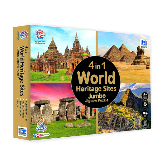 Ratna's 4 in 1 World Heritage Sites Jumbo Jigsaw Puzzle (4 x 99 Pieces) Size 36 x 28.5 cm for Each Puzzle Educational Toy for Kids 5+ Years
