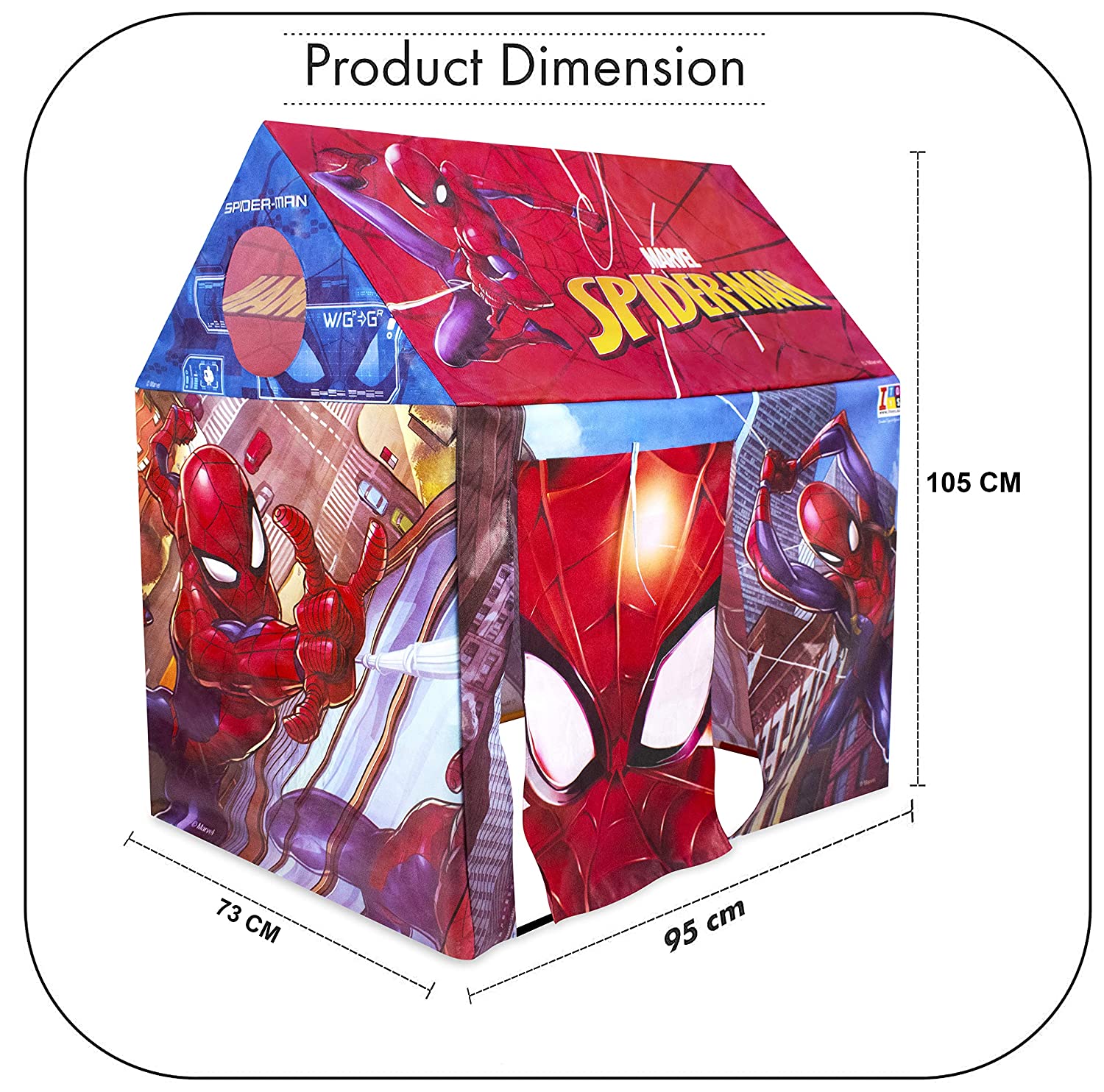 itoys Marvel Spiderman Theme Jumbo Size Light Weight Water Resistant Sweet Home Pretend Play House Tent for Kids Girls and Boys - MRGTOYS