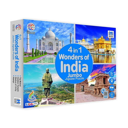 Ratna's 4 in 1 Wonders of India Jumbo Jigsaw Puzzle (4 x 99 Pieces) Size 36 x 28.5 cm for Each Puzzle Educational Toy for Kids 5+ Years