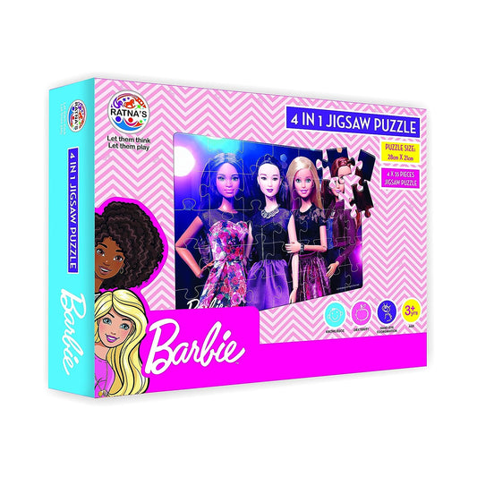 RATNA'S Barbie Jigsaw 4 in 1. 4 Different Jumbo Jigsaw Puzzles for Girls