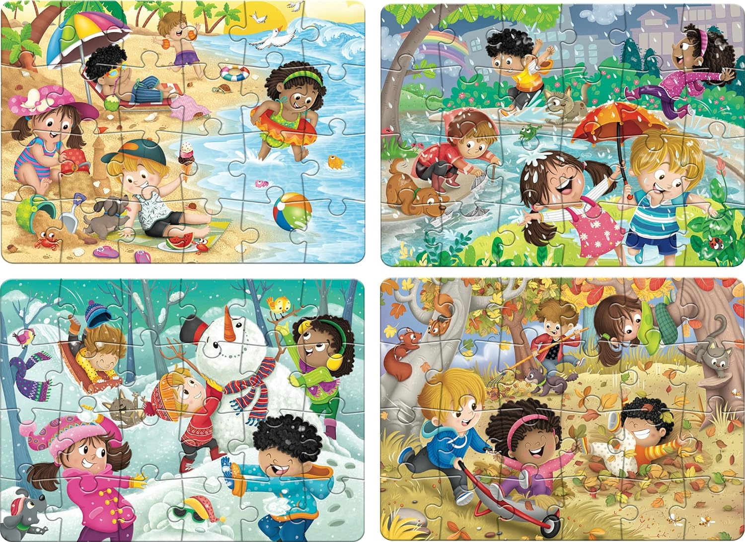 Frank 4 Seasons Jigsaw Puzzles for Kids of 24 Pieces Each - Activity Booklet Included