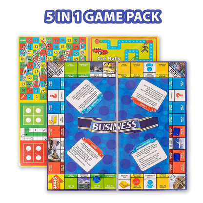 Ratna's Business JR. Coins 5 in 1 Board Game Set - Multicolor | Real Estate Game for Young Entrepreneurs | Develops Problem Solving and Social Skills | Includes Ratna's Business, Snake and Ladders, Ludo, Car Rally, and Cricket | Perfect for 2-4 Players