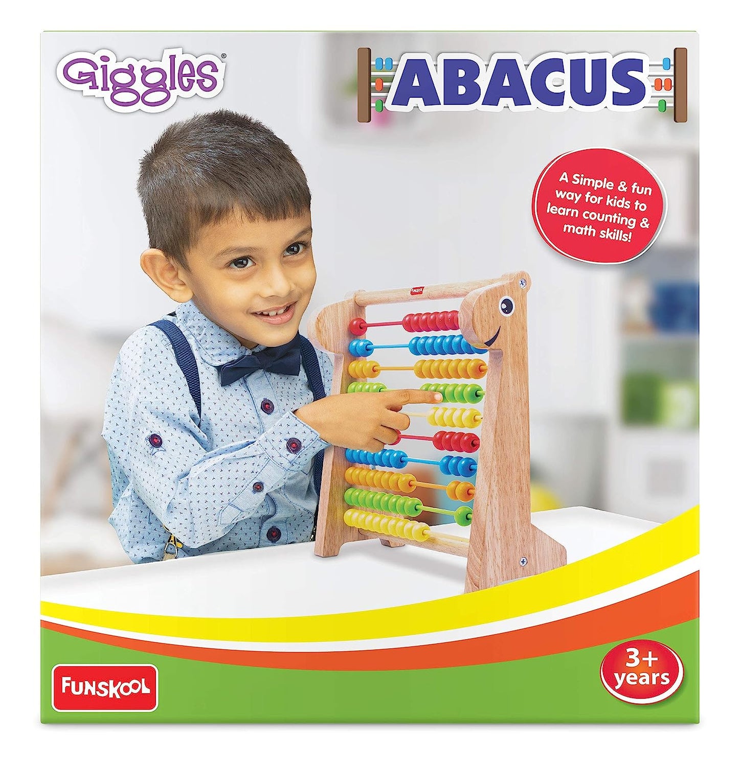 Giggles - Abacus, Multicolour Wooden Educational Toy, Early Math Skills, 3 Years & Above, Preschool Toys (1 pieces)