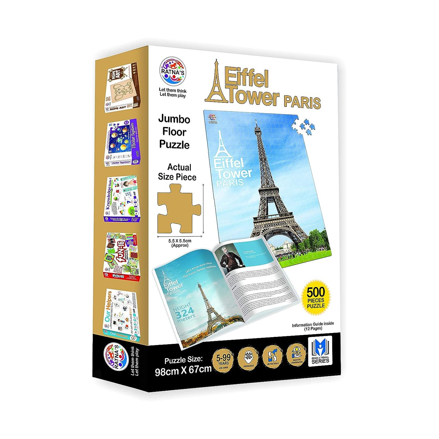 Ratna's Jumbo Floor Puzzle Eiffel Tower 500 Pieces Jumbo Jigsaw Puzzle Size (98 cm X 67 cm)