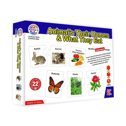 RATNA'S Animals Their Homes and What They EAT for Kids. Learn About Different Animals