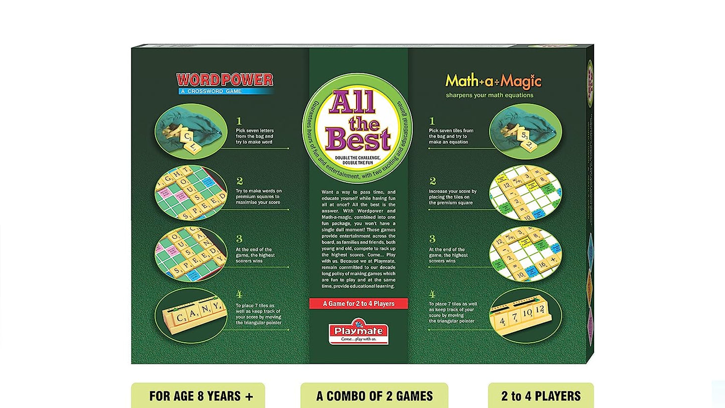 Playmate All the Best Combo WORDPOWER n MATH-A-MAGIC game. Age: 8 Years + / 2-4 Players