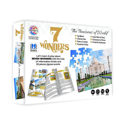 Ratna's 7 Wonders of The World Jigsaw Puzzle. 7 Different Jigsaw Puzzles Included in The Pack with an Information Guide Inside