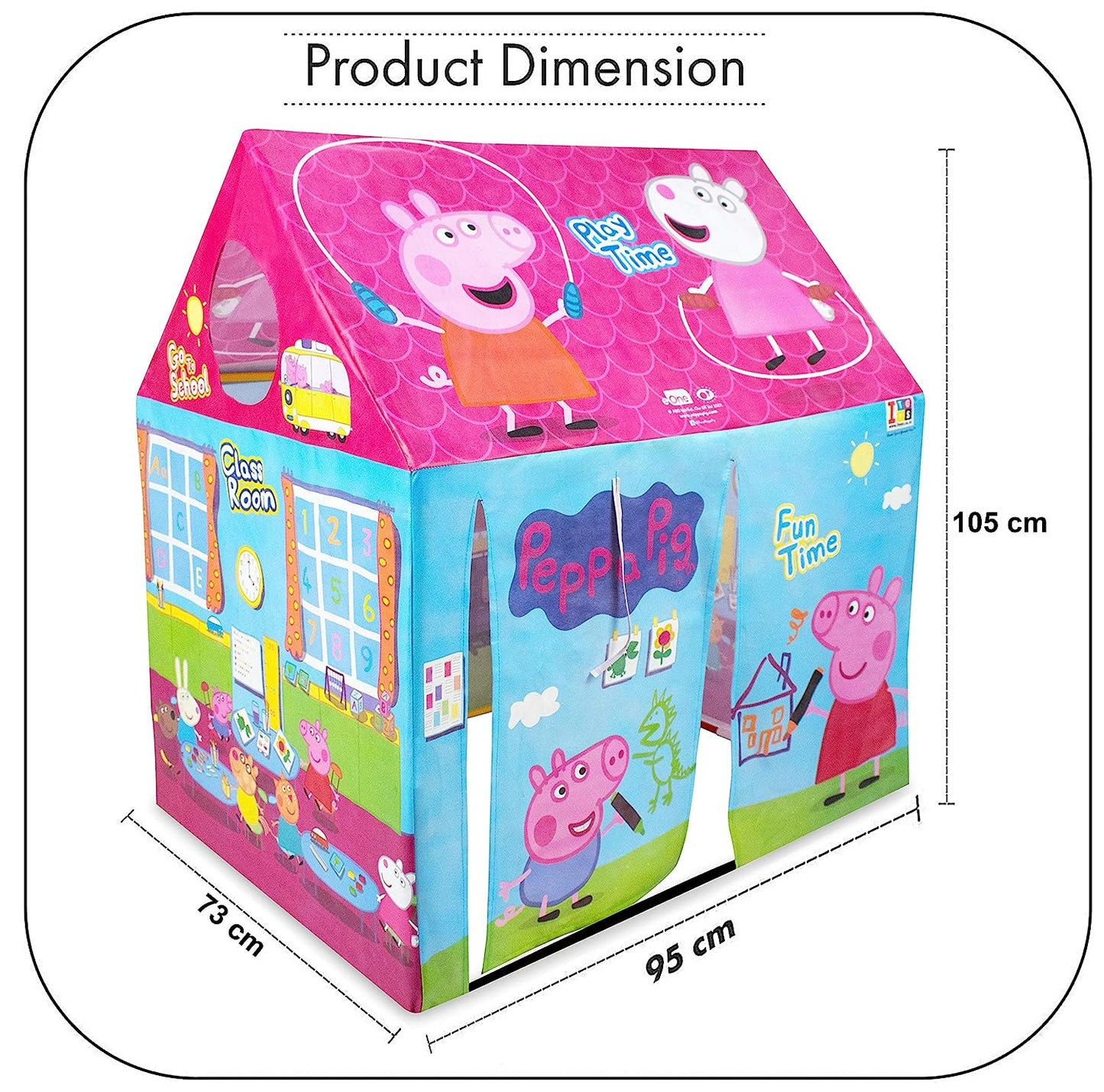 itoys Peppa Pig Theme Play Tent House for Kids 5 Years and Above Water Repellent Big Size Play House for Girls and Boys, Multicolor