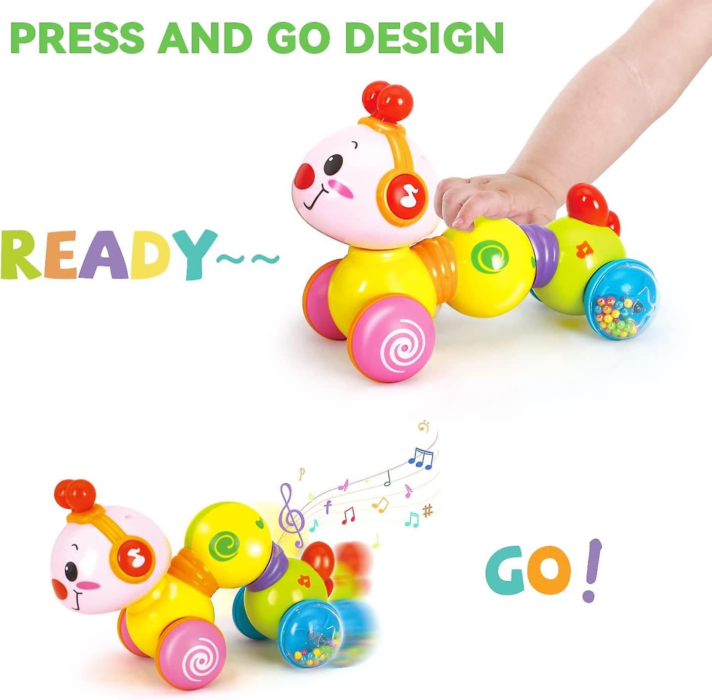 Baby Toys 6 Months Plus - Crawling Toys for 1 Year Old Girls Gifts with Music & Light, Press & Go Baby Toys 12+ Months 1st Birthday Gifts for Girls Boys,Multicolor (Color May Vary).