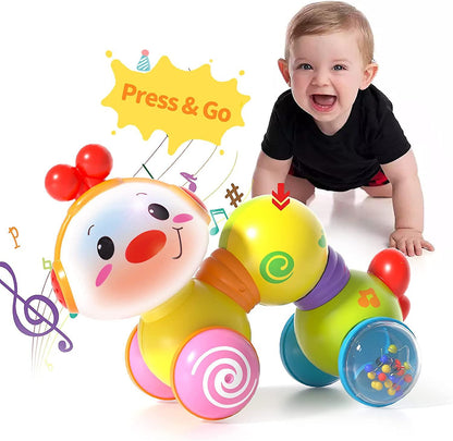 Baby Toys 6 Months Plus - Crawling Toys for 1 Year Old Girls Gifts with Music & Light, Press & Go Baby Toys 12+ Months 1st Birthday Gifts for Girls Boys,Multicolor (Color May Vary).