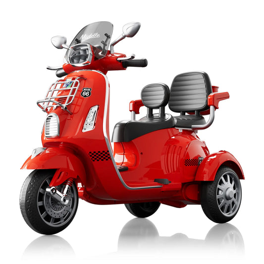 Dual Seater Vespa Ride-On 12V scooterwith 3 Wheels Power for Children