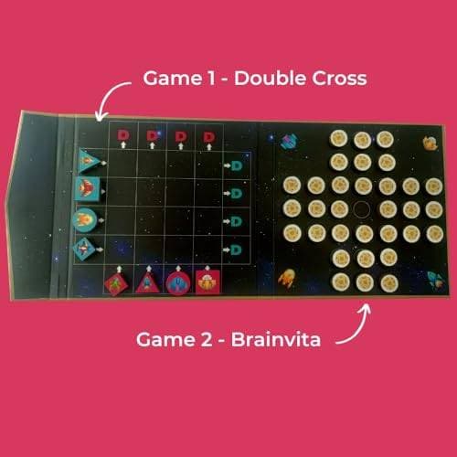 Space Combats - 2 in 1 Magnetic Logic Game for 7 Years to Adult (Double Cross & Brainvita)