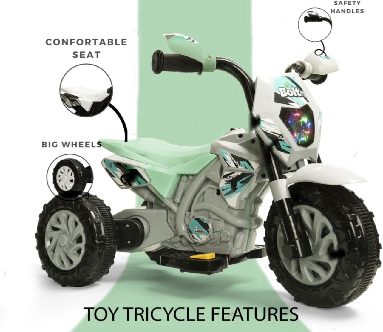 Panda Battery Operated Foot Accelerator Bolt Bike for Kids (EV-Bolt -Electric Bike) Most Suitable for Age Group 1.5 to 3 Years(only ahmedabad delivery)