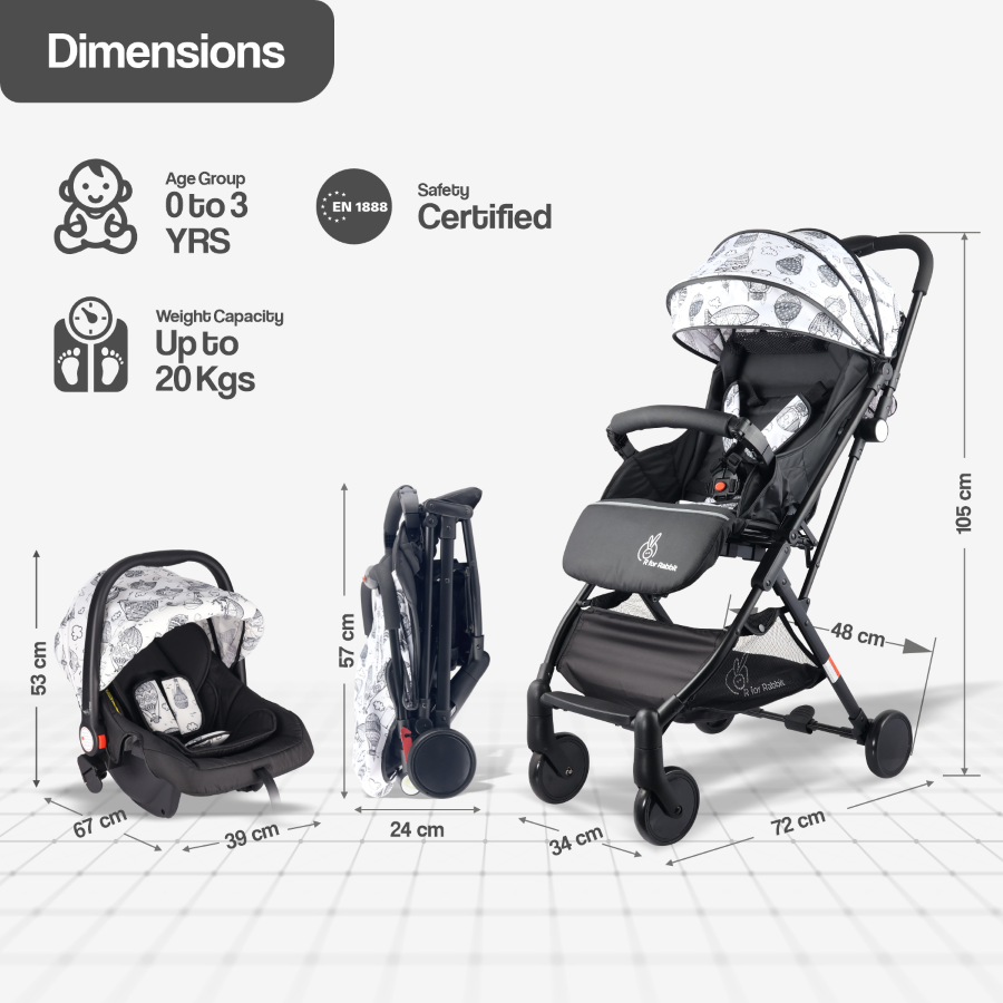 R for Rabbit Pocket Stroller Lite Travel System Baby Stroller
