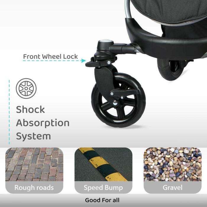 R for Rabbit Chocolate Ride Stroller For Kids - Reversible Handle, Multiple Recline Positions, Cup Holder with Meal Tray, 5 Point Safety Harness, Storage Basket PRAM