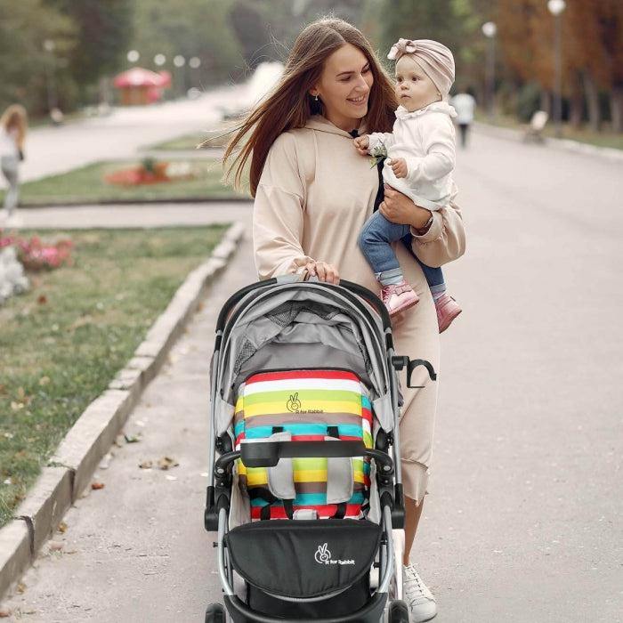 R for Rabbit Chocolate Ride Stroller For Kids - Reversible Handle, Multiple Recline Positions, Cup Holder with Meal Tray, 5 Point Safety Harness, Storage Basket PRAM