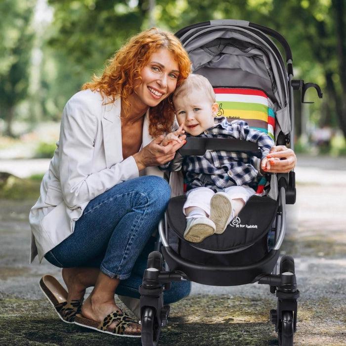 R for Rabbit Chocolate Ride Stroller For Kids - Reversible Handle, Multiple Recline Positions, Cup Holder with Meal Tray, 5 Point Safety Harness, Storage Basket PRAM