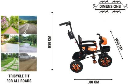 babycute BabyCute Sports Plug and Play Tricycle for Kids, Baby Cycle for 2-5 Years DLX V4 DLX Tricycle  (Orange) - MRGTOYS