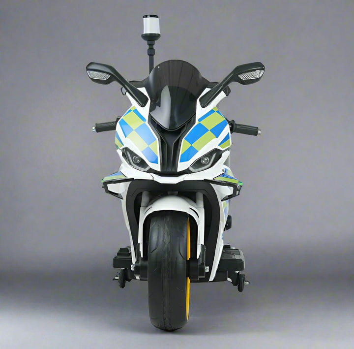 Battery Operated Bike for Kids - Medium 12V White Police Bike